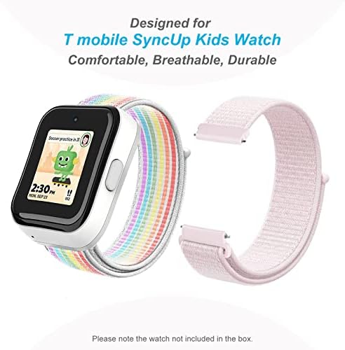 NewJourney 2 Опаковки, найлонови ленти за часа SyncUp, Дишащи Сменяеми въжета куки, Съвместими с детски часовник T-Mobile SyncUp за момчета