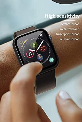 Henstar е Съвместим с твърд корпус Apple Watch Серия 7 45 мм, Ультратонкая Защитен слой от закалено стъкло с висока разделителна способност с пълно покритие за iwatch (Сребро, Serie