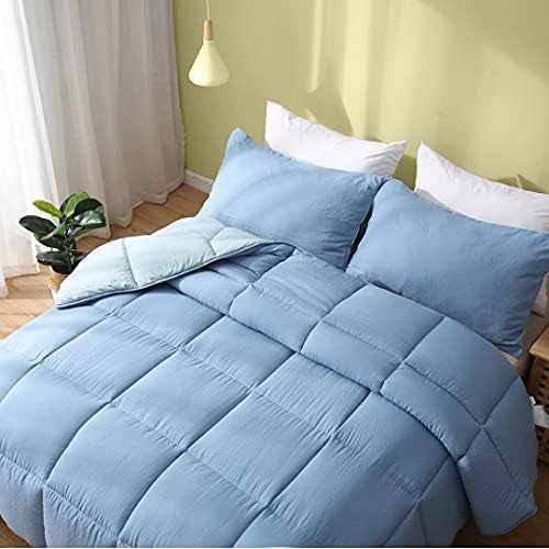 APSMILE Светло Синьо/тъмно Синьо Обръща Одеало за легла, Комплект от 3 теми, Всесезонное Пуховое Алтернативно одеяло с накладки,