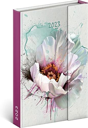 Джобен Планер 2023 година, Седмичен Календар-Органайзер, Малък кухненски дневен ред на 12 месеца, с 4.3 x 6,3 с Вътрешен джоб и магнитна закопчалка (Бяло цвете)