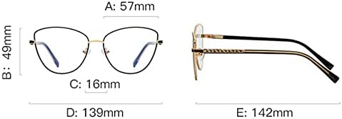 Квадратни Очила за четене RESVIO за Жени с Кошачьими Очи Ръчно изработени, Модни Метални Очила за Четене, Сребристо-Синьо