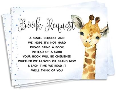 Inkdotpot 30 Книги за пощенски Картички с искане за детски душ Донеси Книга Вместо Картички Жираф Животни на Джунглата Покани за
