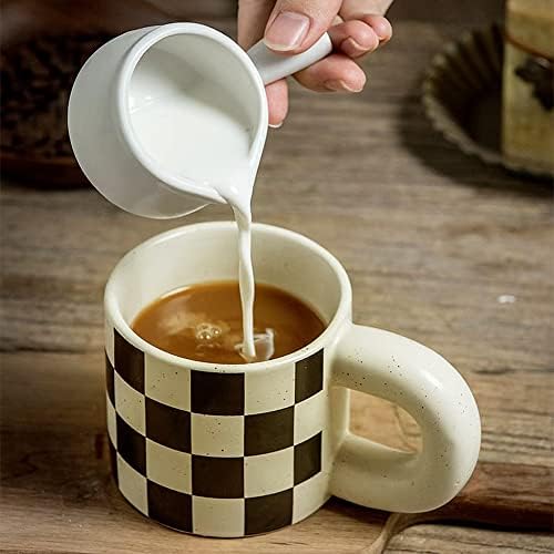Керамични чаена чаша, чаена чаша от порцелан дебелото кръгла дръжка, чаша за декорация в миялна машина и микровълнова печка, 12 унции,