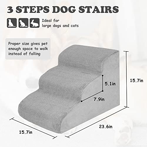 Куче стълбище HIDOG за малки кучета, 3-Диференцирани Поролоновые Куче Стъпало на височина 15,7 инча, Нескользящие Куче Стъпало за мека мебел