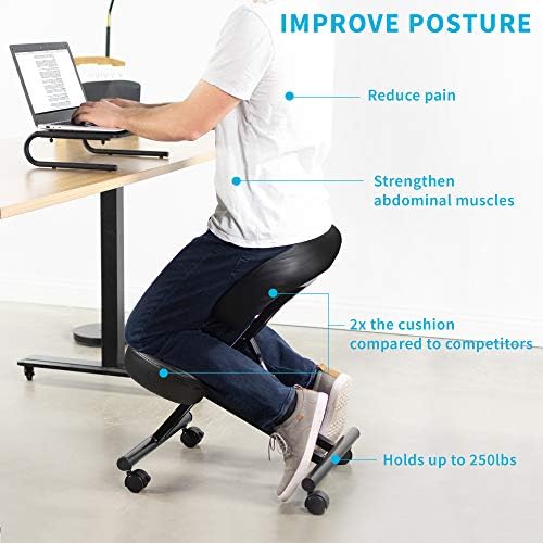Ергономичен стол за коленопреклонения DRAGONN by VIVO, регулируема стол за дома и офиса - Подобрете стойката си благодарение на