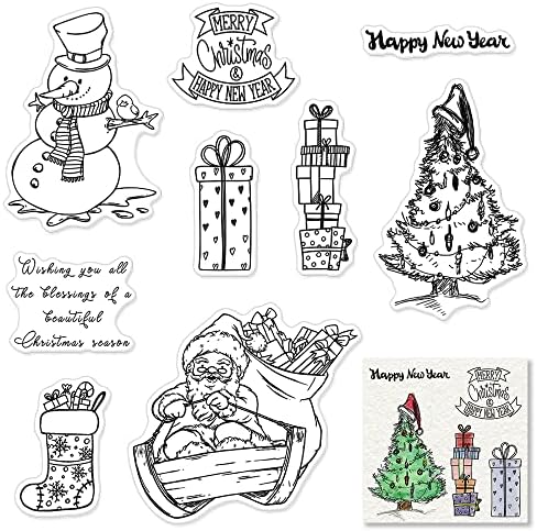 Поздравителни думи с Коледна елха, Прозрачни Печати за направата на картички и украси за Албума, Силиконов Печат под формата