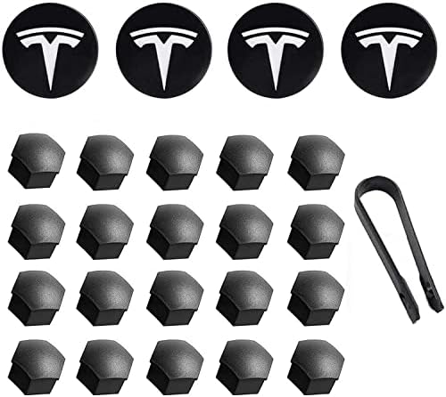 KEYKATE Tesla Модел 3 Y S X Комплект джанти Кепета Централна Капак Червен Капак с выступом гайка на главината (4 Централни капачка на главината + 20 издатини гайки на капака) А