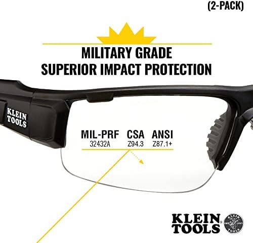 Защитни очила Klein Tools 60172, Професионални Защитни очила от ЛПС с полукадрой, Устойчиви на надраскване, устойчив на Мъгла, с широки