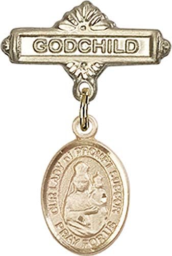 Детски икона Jewels Мания за талисман Богородица бърза помощ и игла за икона Кръщелник | Детски иконата със златен пълнеж