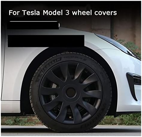 4 Бр. Съвместим за Модел на Tesla 3 Покриване Джанти 18 Инча Защитно покритие на Колелото Модификация Аксесоари Шапки Ступиц