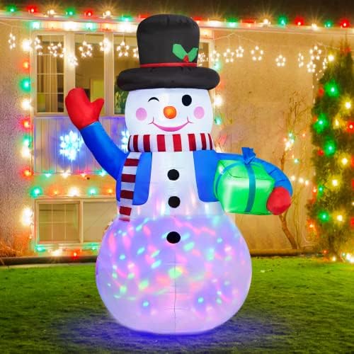 6-Подножието Коледни Надуваеми Снеговички, Улични Украси с led осветление, Коледни Надуваеми Декорации за Двор, Снежен човек