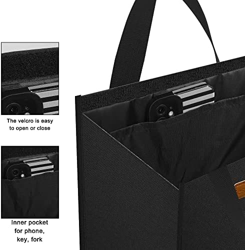 Чанта за Обяд Дамски Мъжки Черна Случайна Кутия за Обяд Множество Чанта за Обяд за Работа-Черен