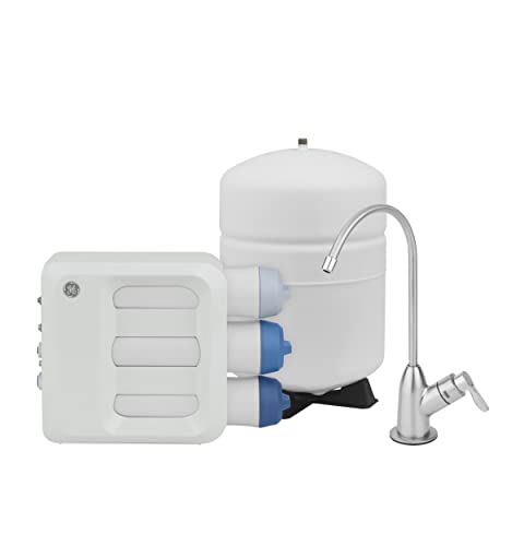 GE 3-Степенна система за филтриране на вода с обратен осмосом под мивката с вода | Намалява съдържанието на олово, хлор, арсен,