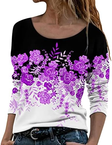 Malbaba/ Дамски Модни Блузи Оверсайз, Всекидневни Пуловер с Флорални Принтом в цвят Блок, на Есенно-Зимния Casual