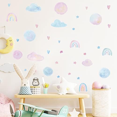 Дъга Облак със Стикери за стена на Точки, с Преливащи се цветове Стикери за Стени, за да Спални Момичета, Детска Стая, Класната стая,