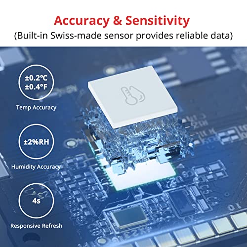 Стаен Термометър-Влагомер SwitchBot за помещения, Bluetooth-Цифров Датчик за температура и Влага с интелигентен Оповещением