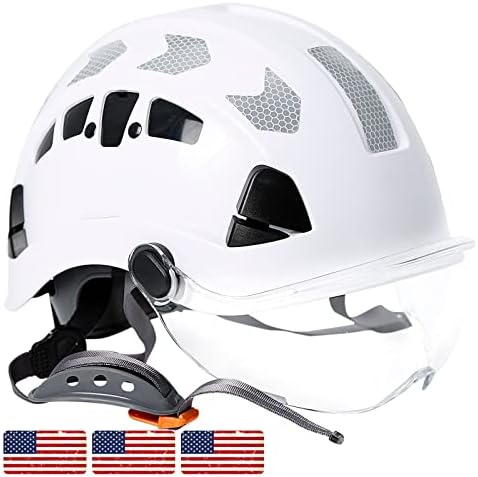 Строителна вафен AOLAMEGS с козирка - Бяла Вентилирани Шлемове, Одобрени OSHA, Предпазна каска ANSI Z89.1 ABS, Шлемове за възрастни мъже и