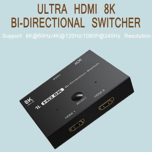 VANDESAIL HDMI Switch 8K Високоскоростен 48 gbps Двупосочни HDMI-сплитер 1 в 2out 2 в 1 Out Конвертор 8K @ 60Hz 4K @ 120Hz, съвместим