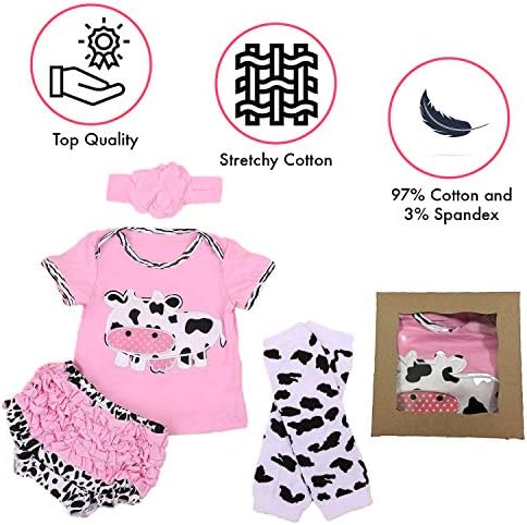 Комплект дрехи Baby Rae Pink Cow 4 в 1: Риза от волска кожа + Превръзка на главата + Чорапи-Гамаши + Шорти