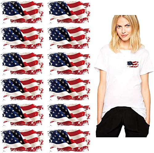 Флаг на САЩ Железни Ивици на Топлопреминаване Апликация Американски Етикети Етикети 12 бр. Патриотическая Форма Жилетка, Сако, Тениска