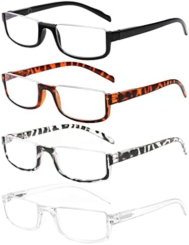 Henotin 4 Чифта Очила за четене за Жени И Мъже, Очила за четене в рамка във формата на Полумесец, Синя Светлина, Блокер Очила с Пружинным