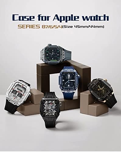 KAVJU Корпус от Неръждаема Стомана за Apple Watch 44 мм Гумена Каишка За часовник iWatch 6 5 4 SE Луксозен Комплект За Ремонт