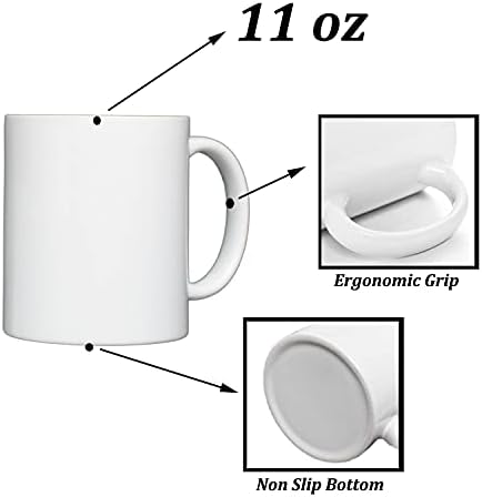 KISEER Комплект от 6 Сублимационных Празни Чаши 11 грама Класически Чаши с Керамично Покритие Чаша за Кафе, Мляко, Чай, Горещо