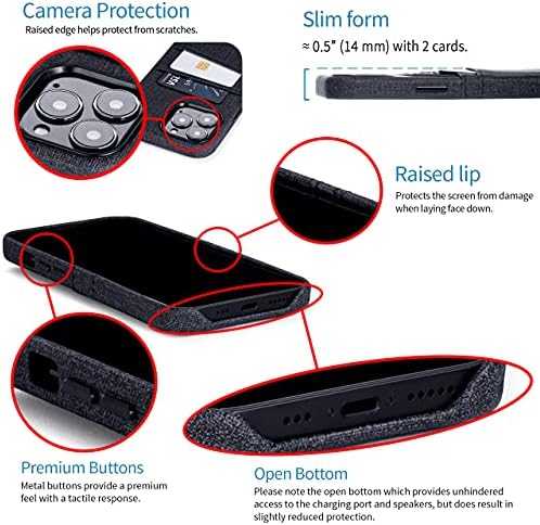 Чанта-портфейл Dockem за iPhone 13 Pro Max с вградена метална плоча за магнитно закрепване и 2 джобове за кредитни карти: Luxe M2,