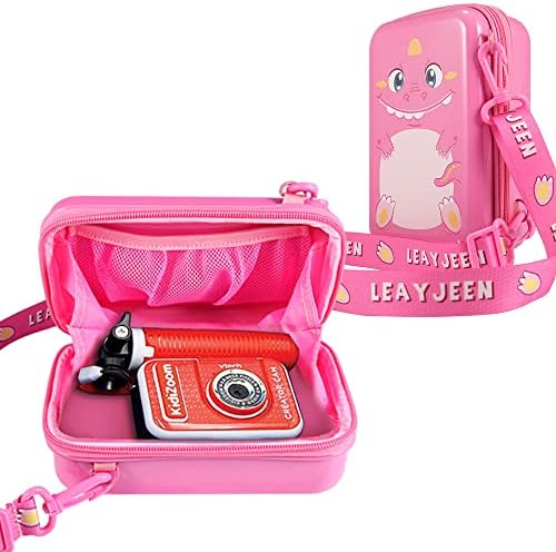 Калъф за детски фотоапарат Leayjeen Pink, Съвместим с камера за миг печат VTech KidiZoom Creator Cam /Dragon Touch и други, Детска цифрова видеокамера и аксесоари (само в джоба) Розов цвят
