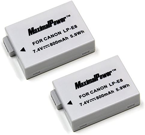 Максимална мощност на Две батерия, Съвместима за Canon LP-E8 EOS Rebel T4i 650D Kiss X6i 800 ма