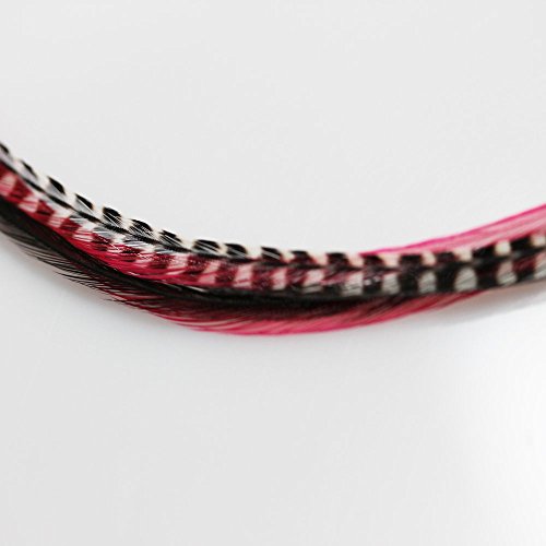 Розово-черна смесица от пера за удължаване на косата, 6 -11 пера за удължаване на косата, 2 силиконови микрошарики, 5 пера