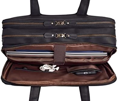 Мъжки портфейл от естествена кожа Luxorro, мъжка кожена чанта за лаптоп, ръчна изработка с много офиси и месинг фитинги, предлага