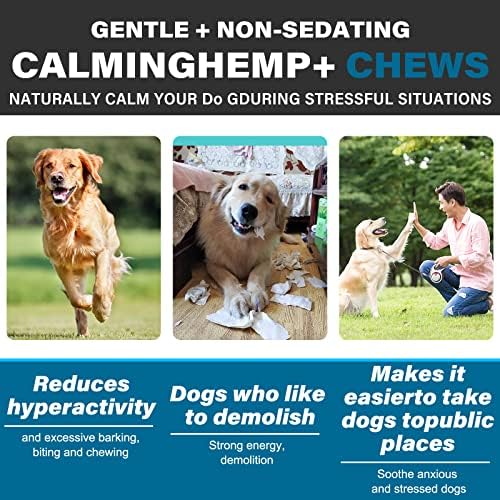 MXCZBSM Успокояващ дъвка с коноп за кучета - Успокояващ Лакомства за кучета при тревожност и стрес - Улесняват безпокойство кучета при пътуване,