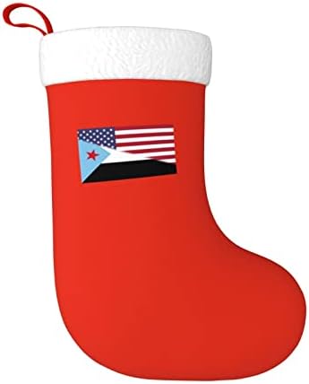 TZT Американски Флаг и знамето на Южен Йемен Коледни Чорапи, Подаръци за Коледно парти за семейни Празнични украси 18 Инча