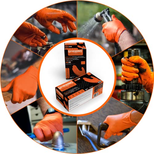 Промишлени ръкавици GLOVEWORKS от черно нитрил 5 Mils и Оранжево Нитрил 8 Mils, Голям Размер, опаковка от 200