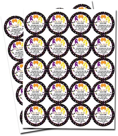 Етикети на Триото Вещици Фокус-Бокус на Хелоуин с горещо какао-бомба, Само на 40 2-инчов кръгли стикери от Amanda Creation