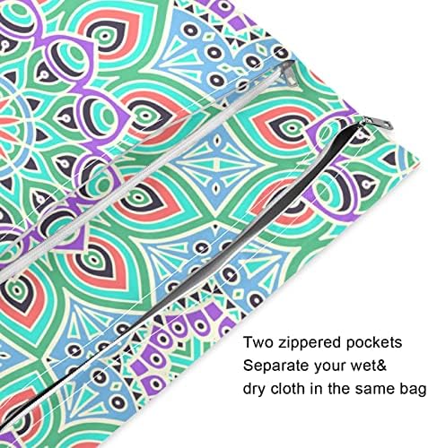 Водоустойчив Влажна чанта xigua с Етнически цветен Модел за Филтър на Пелени, да Пере Многократно Мокри и Сухи чанти с 2