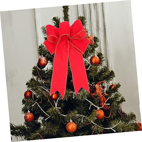 Toyvian 8 бр. Коледна Елха Лък Коледна Украса Коледен Декор Ръчно изработени Коледно Дърво за Окачване с Лък Коледа Бельо Червено Преносим