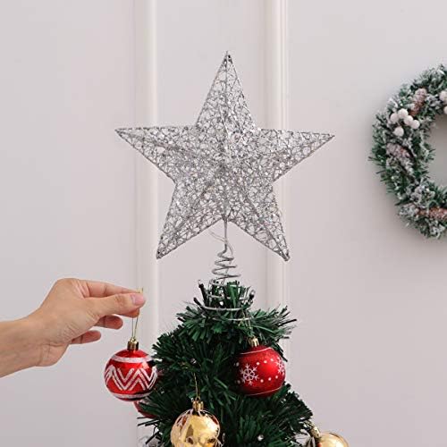 Коледен Декор NUOBESTY, Звезда на Върха на Коледната Елха - 25x30 см, Блестяща Звезда На Върха на Дървото, Светлини, Съобразена