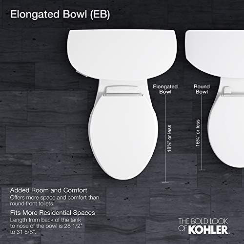 Удължен Тоалетна чиния KOHLER 3810-7 Santa Rosa Comfort височина до 1,28 ГПФ с технологията на почистване на AquaPiston и лявата ръка лост