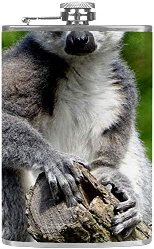 Фляжка за Алкохол от Неръждаема Стомана Запечатани с Фуния 7,7 унция в Кожа Джоба една Чудесна Идея за подарък Фляжка - Lemur