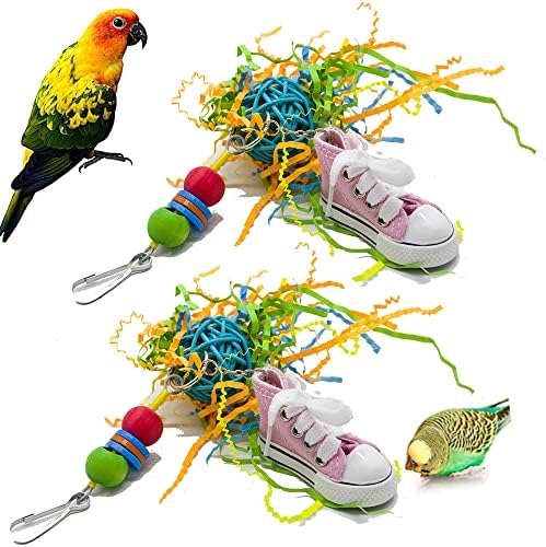 2 опаковане на Играчки за Рязане на птици и Папагали, Мини-Парусиновая Обувки с Акрилни Декоративни Висящи Дъвче Играчка