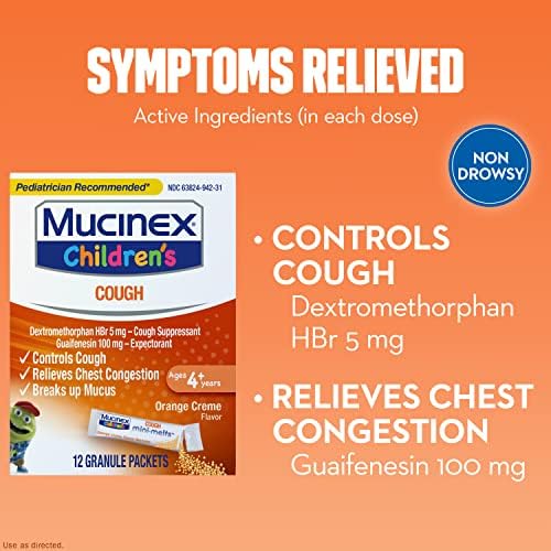 Муцинекс Детско отхрачващо средство от натрупване на течности в гърдите и кашлица, мини-се топи, оранжево (на Опаковката може