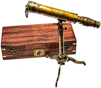 Античен Месинг телескоп Sailor's Art -Ретро вид със статив-статив -12-Инчов увеличение със стъклена оптика, Функционален инструмент