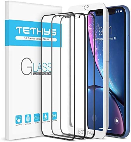 Защитно фолио TETHYS Glass е Предназначена за iPhone 11 / iPhone XR (6,1 инча) [Покритие от край до край] Пълна защита От здраво закалено стъкло, съвместим с iPhone XR / 11 [Екскурзовод на р?