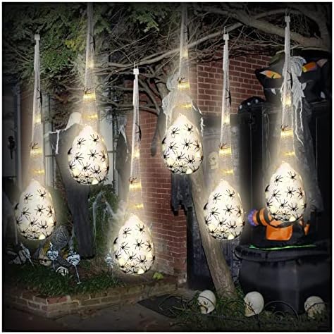 ДОВЕРИЕТО на ЗАНАЯТЧИЯ за Украса За Хелоуин Окачени Светещи Торбички С Яйца на Паяк Външно Украшение на Светлината Яйце-Паяжини