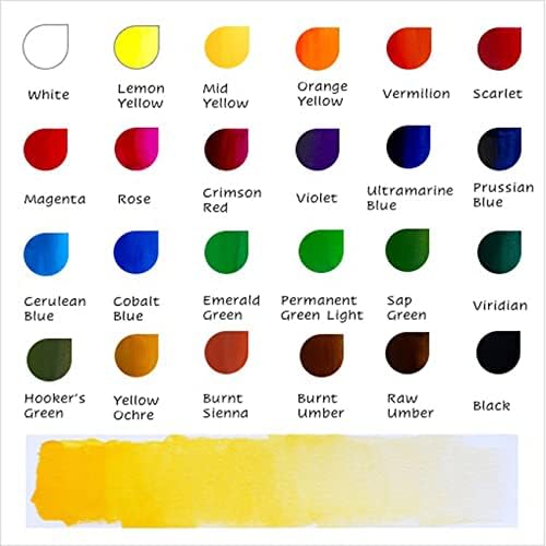 Набор от тюбиков за акварельных цветове - 24 цвята премиум клас- Ярки, трайни и не выцветающие за всички техник - Нетоксичен, не съдържа