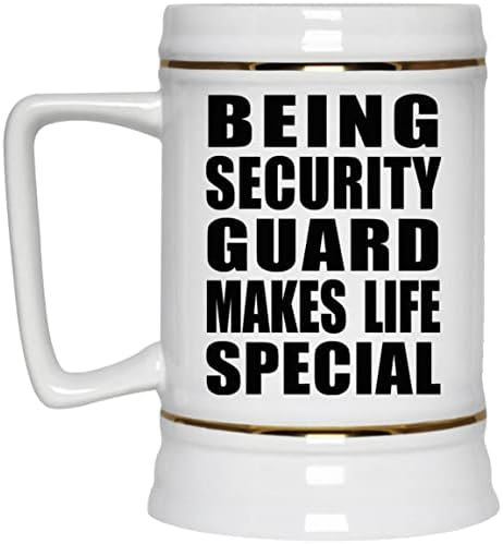 Дизайн, Позволяващ да Бъде Охранител, Прави Живота Много, Керамична Чаша за бира Stein в 22 грама с дръжка за фризера, Подаръци