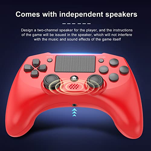 Безжичен контролер ZFY, Съвместим с PS4/Slim/Pro/PC с 6-Осово Сензор за движение, контролер PS4 за деца и възрастни Червен цвят