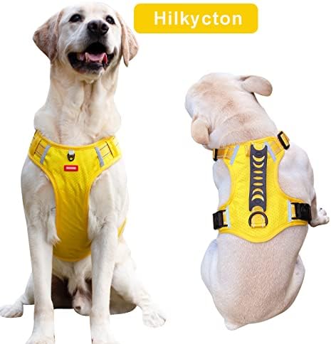 Шлейка за кучета Hilkycton Big No Pull с удобна вертикална дръжка за управление, регулируем отразяваща Оксфордския жилетка за домашни любимци, без задушаване, Мека подплата